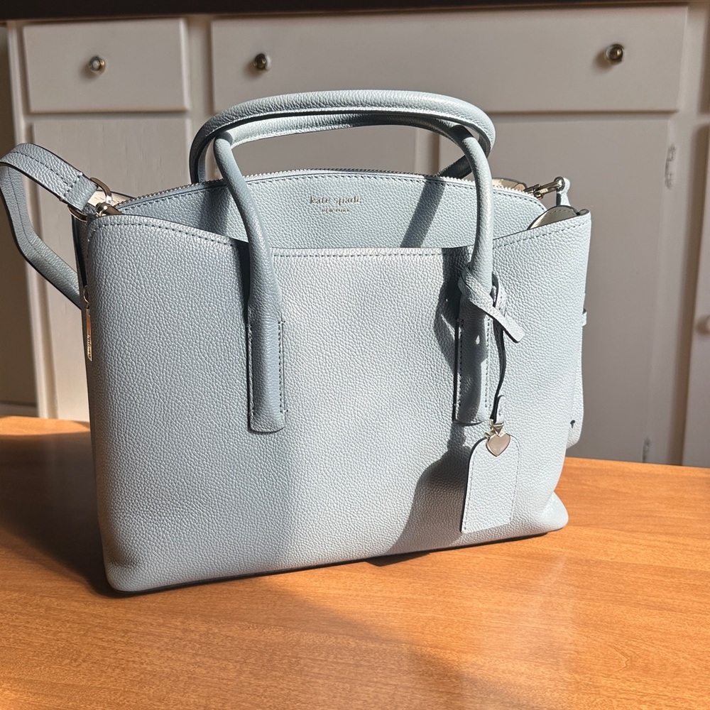 Kate Spade Margaux Large Satchel in refined grain leather, color Swordfish - NWT